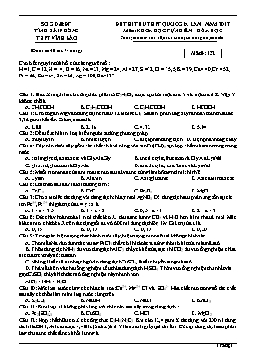 Đề thi thử Trung học phổ thông Quốc gia lần 1 môn Hóa học năm 2017 - Mã đề 132 - Trường THPT Vĩnh Bảo (Có đáp án)
